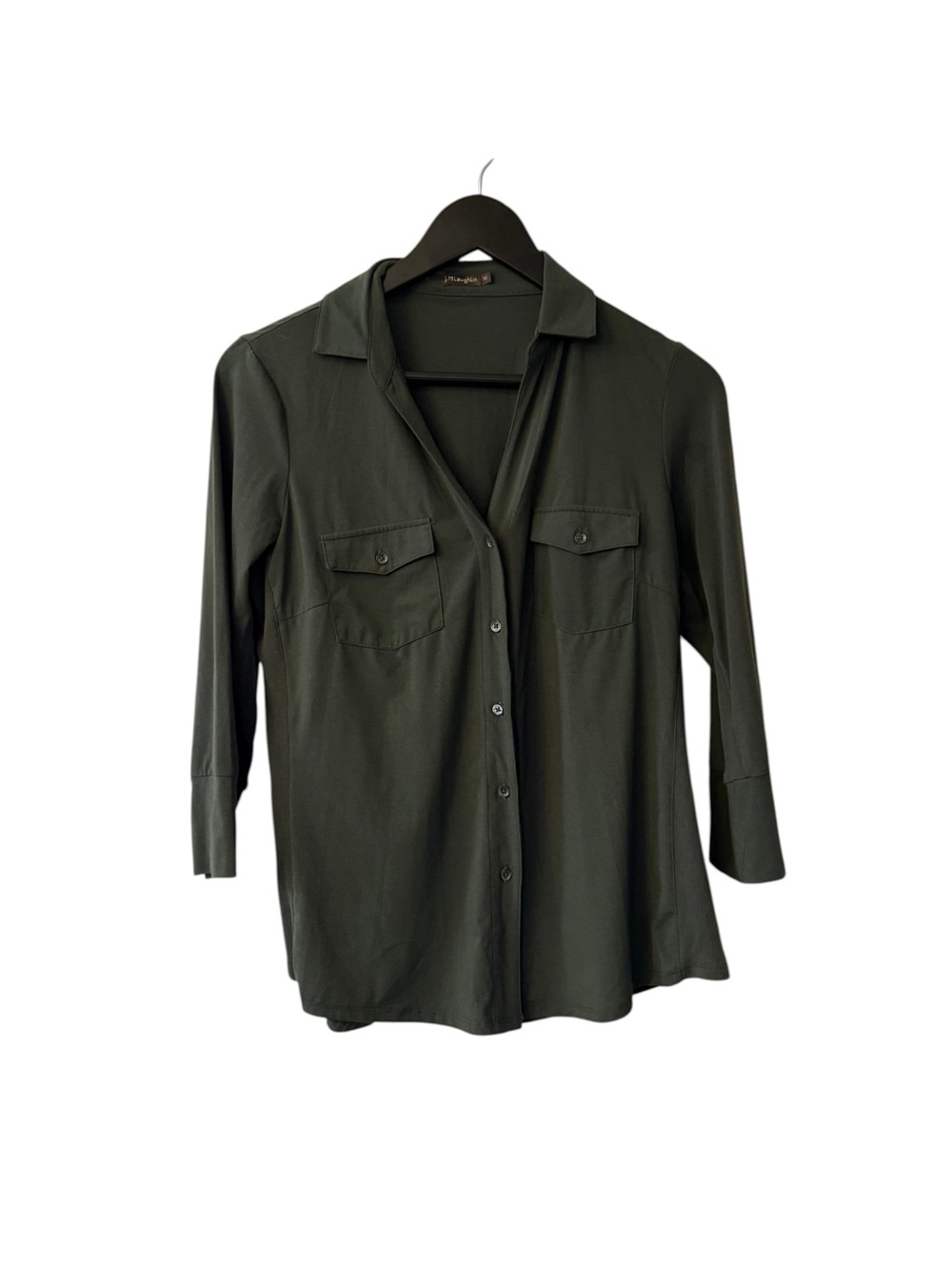 J.McLaughlin Women's Olive Green Brynn Knit Button Up Shirt Medium